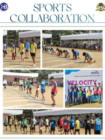 A collage from the MISA Velocity sports meet, showing students at the starting line for a race. We are proud to be the training partner for such prestigious school sports collaborations.