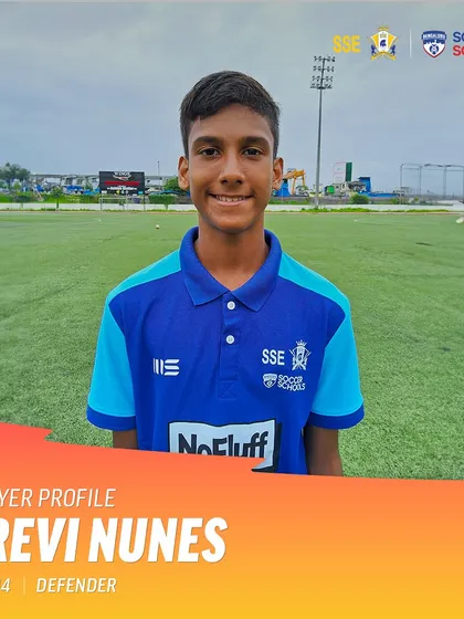 Player profile for Trevi Nunes, a 14-year-old defender, on his way to the 14-day residential trial at the JSW Inspire Institute of Sports, Bellary. This is a crucial part of their journey to pro football.
