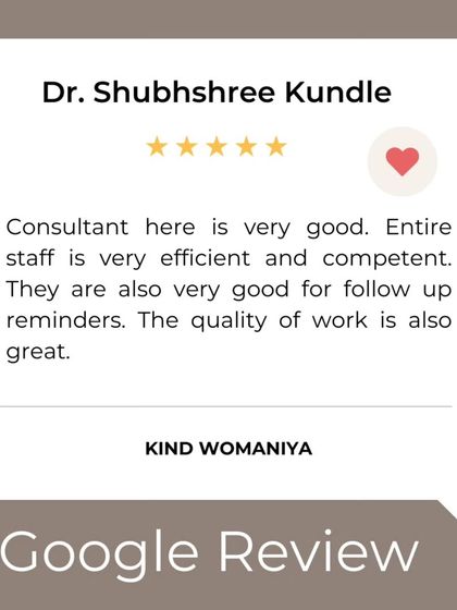 A Google review from a happy client. Dr. Shubhshree Kundle highlights our good consultant, efficient staff, and great quality of work.