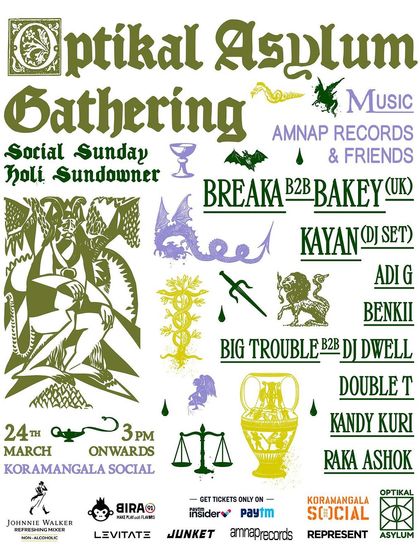 The full lineup poster for the 'Optikal Asylum Gathering'.