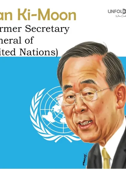 A caricature of Ban Ki-moon, former Secretary-General of the United Nations.