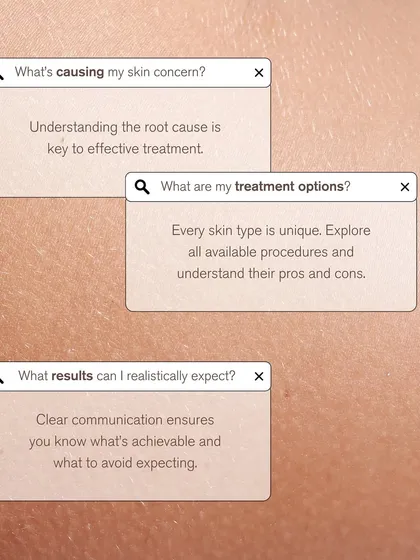 A consultation is a conversation where we find clarity together. I focus on answering your most important questions: understanding the root cause of your hair concern, exploring all your treatment options, and setting realistic expectations for your results.