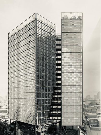 A commercial tower designed for a site near Mumbai's Dharavi metro station. The project, named Bombay Biz Bazaar, aims to create an inclusive microclimate with public spaces, an amphitheater, and retail hubs that integrate with the local community.