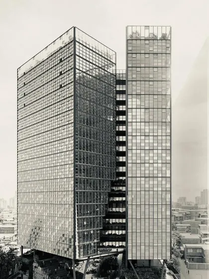 A commercial tower designed for a site near Mumbai's Dharavi metro station. The project, named Bombay Biz Bazaar, aims to create an inclusive microclimate with public spaces, an amphitheater, and retail hubs that integrate with the local community.