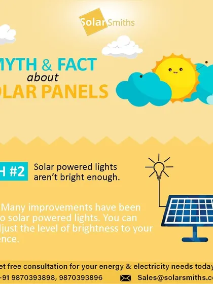 Myth: Solar-powered lights aren't bright enough. Fact: With modern improvements, you can now adjust the level of brightness to your preference, ensuring powerful and efficient lighting.