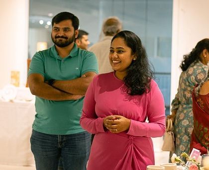 Happy faces at the GLAZED '22 exhibit. It's so rewarding to see our students proudly standing by their beautiful creations.