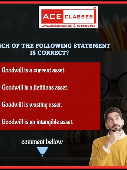 A quick quiz for commerce students. Is Goodwill a current, fictitious, wasting, or intangible asset? Comment with your answer.