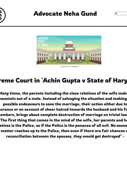 This graphic quotes a Supreme Court caution against the misuse of Section 498A IPC in matrimonial disputes, highlighting how trivial issues are often blown out of proportion.