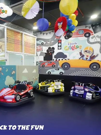 Flock to the fun! Our fleet of colorful bumper cars is ready and waiting for the next group of eager racers. This is a central part of our Angry Birds themed party fun.