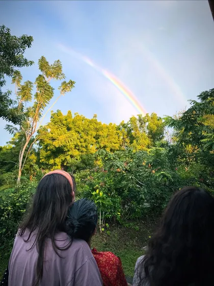 Rainbows are a frequent and beautiful sight at the ashram, especially during the monsoon season. They serve as a wonderful reminder of balance, harmony, and the beauty of the natural world.