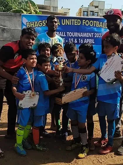 The victorious Under 9 team from a weekend tournament. We ensure all our age groups get opportunities to compete and succeed.