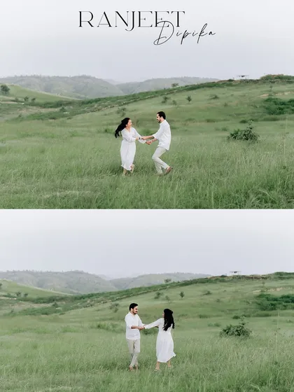 A personalized diptych from a shoot in the rolling green hills, perfect for an album cover.
