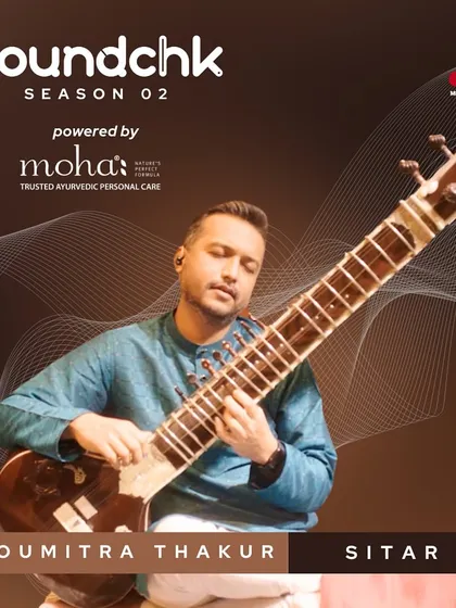I was thrilled to be a part of Soundchk Season 2. This promotional graphic features me with my sitar, representing my role in the Anirudh Varma Collective's classical fusion sound.