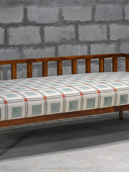 A variety of our sofas and daybeds, including a custom piece for mamama.in and our adaptable Tarangini sofa. These images showcase our ability to tailor seating to any living room theme with choices in size and fabric.