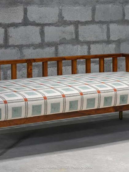A variety of our sofas and daybeds, including a custom piece for mamama.in and our adaptable Tarangini sofa. These images showcase our ability to tailor seating to any living room theme with choices in size and fabric.