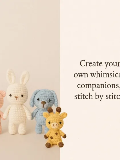 Create your own whimsical companions. Our Amigurumi workshops teach you how to make adorable animals like bunnies, dogs, and giraffes.