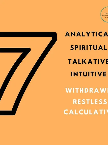 People born on the 7th, 16th, or 25th have Birth Number 7. With an analytical and spiritual mind, they are intuitive and talkative, but can also be restless or withdrawn.