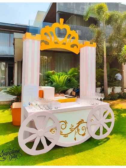 A princess carriage bar cart was a perfect fit for our Disneyland theme. This custom-built piece is both a beautiful prop and a functional serving station for drinks and treats.