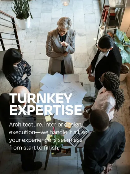 We offer turnkey expertise, managing all aspects of architecture, interior design, and execution. This integrated approach provides you with a seamless, stress-free experience from start to finish.