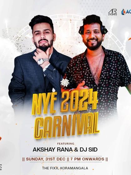 The poster for the NYE 2024 Carnival at The Fixx. I have a proven track record of headlining major New Year's Eve events.