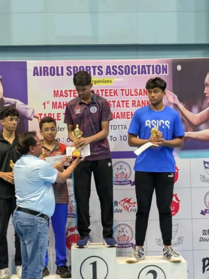 Parth Magar on the podium after being crowned the U-17 Boys Champion at the state ranking tournament. A powerful performance from a rising star.