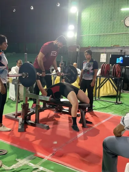 Siddhi competing at her first Open Nationals while managing a family health crisis. Despite sleepless nights and disrupted training, her strong-headed character shone through as she hit a 140kg squat and placed 7th in India.