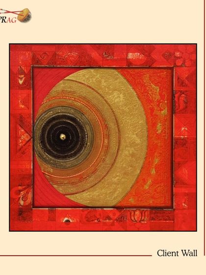 A meditative abstract piece with concentric circles, chosen for a client's piano corner to create a space of harmony and focus.