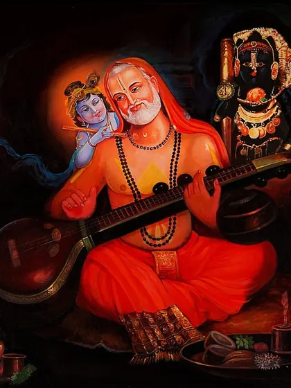 Raghavendra Tirtha is believed to be the reincarnation of Prahlada, the great devotee of Lord Vishnu. He was a spiritual leader and a skilled veena player.