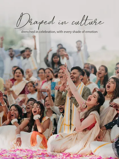 A candid shot of the guests "draped in culture" and drenched in celebration. The energy and emotion in this photo are palpable.