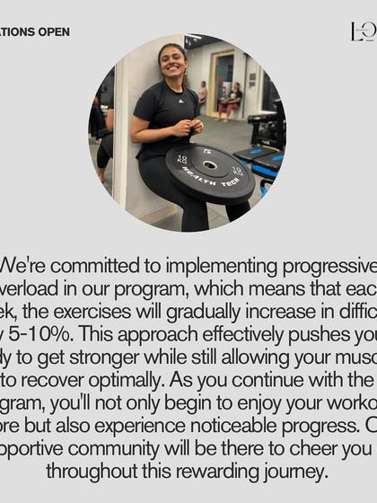 We are committed to progressive overload in our programs, gradually increasing difficulty to push your body to get stronger.