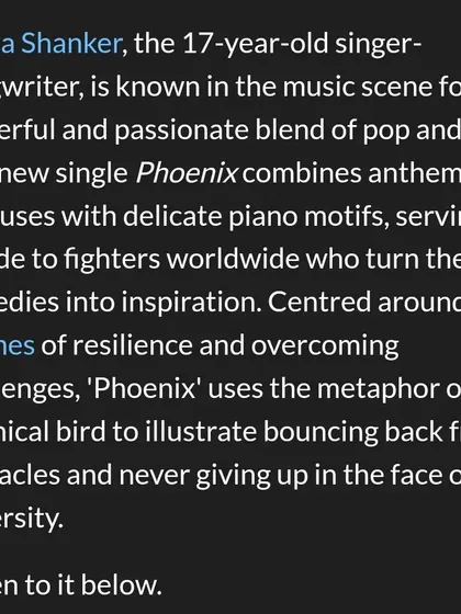 A quote from a publication describing "Phoenix" as an ode to fighters, which perfectly captures the spirit of the song.