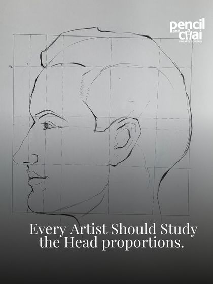An example of using the Loomis method for head construction. This grid helps students understand the proportions of the head from a side profile.