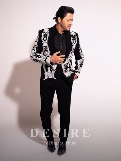 A final look at this masterpiece of Indo-Western design. The jacket is crafted to make you feel powerful from the moment you put it on, ensuring you command attention effortlessly.