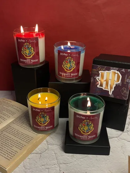 Gryffindor, Ravenclaw, Hufflepuff, or Slytherin? My Hogwarts House candles come in all four house colors, each with a unique, magical fragrance.