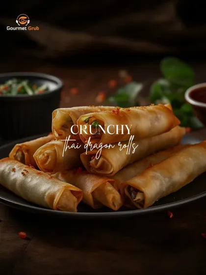 My crunchy Thai dragon rolls are filled with a delicious mix of spiced vegetables and wrapped in a crispy pastry. They offer the perfect bite of spice and crunch to start any meal.