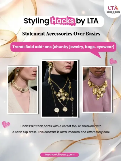Turn basic outfits into statement looks. Our course covers the power of accessories, showing you how to use chunky jewelry, bold bags, and stylish eyewear to elevate your everyday style.