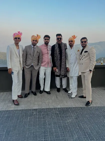 We love dressing the entire groom's squad. Here's a look at a wedding party slaying in a variety of our custom-made suits and Indowestern outfits, from classic tuxedos to elegant bandhgalas.