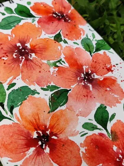 A close up of the Speak Now inspired floral painting. I used a mix of oranges and reds to capture the passionate and intense feeling of the song.