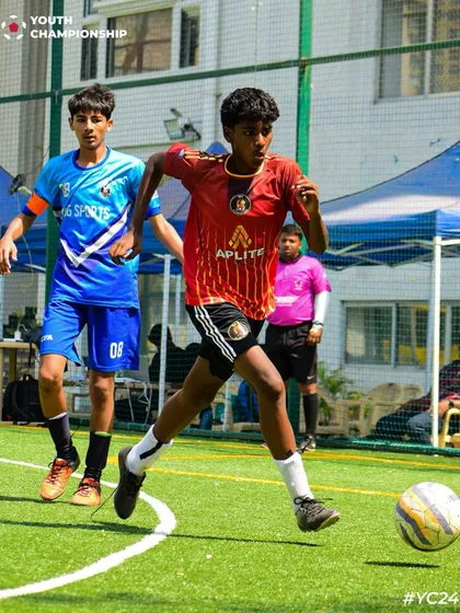 A player on the run, looking to create a scoring opportunity for his team.