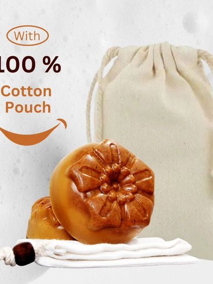 Each Ubtan soap comes in a beautiful, reusable 100% cotton pouch. It's my little way of making your skincare routine feel special and sustainable.