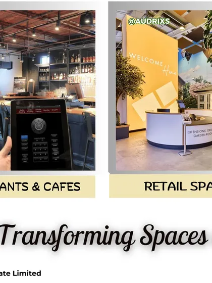 Our expertise extends across various commercial sectors. We provide tailored AV solutions for restaurants and cafes to create the perfect dining ambiance, as well as for retail spaces to enhance the customer shopping experience with digital signage and background music.
