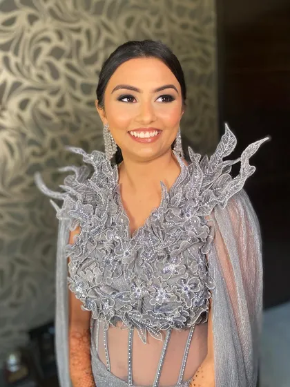 Bansi looking chic and modern for her reception party.