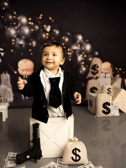 The pure joy of a one-year-old in charge. These themed shoots are not just about photos, but about creating a fun experience for the child.