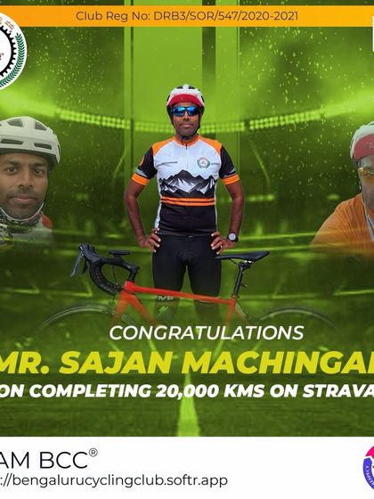 We celebrate Sajan Machingal on completing 20,000 kms on Strava. A testament to your dedication.