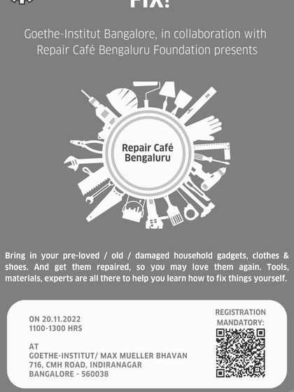 We collaborated with Goethe-Institut Bangalore for this "Let's Fix!" workshop, inviting people to bring household gadgets, clothes, and shoes for repair.