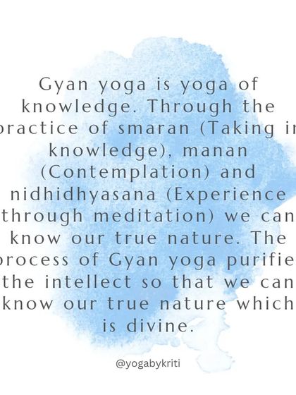 Gyan Yoga is the yoga of knowledge. Through study (smaran), contemplation (manan), and meditation (nidhidhyasana), we purify the intellect to know our true divine nature.
