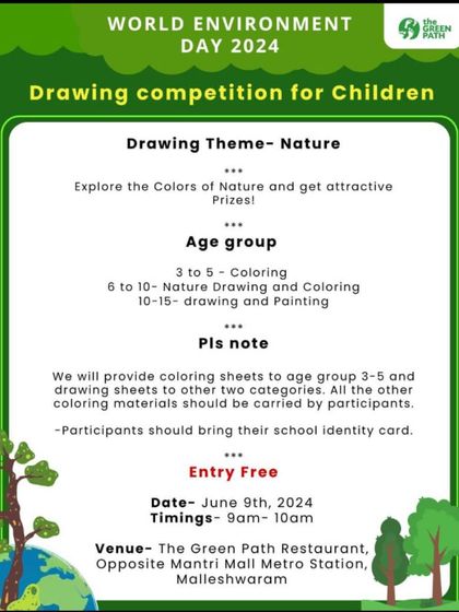 This flyer provides details for a nature-themed drawing competition we hosted for children. We provided coloring and drawing sheets to different age groups to ensure everyone could participate and have fun.