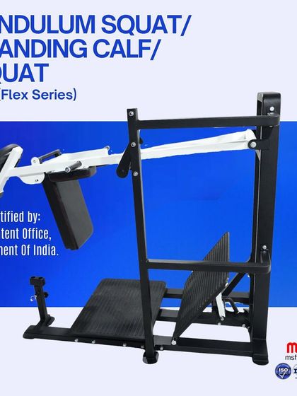 Our patented 3-in-1 Pendulum Squat, Standing Calf, and Squat machine from the Flex Series. This is a game-changer for leg day, offering multiple squat variations in one station.