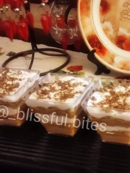 Three individual cups of my Banoffee Pie, a creamy and decadent dessert that is one of my most requested items.