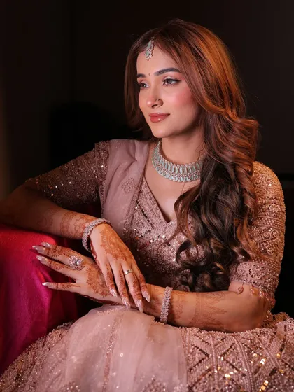 Another portrait from the morning Roka. The makeup is light and airy, perfect for a daytime event, ensuring the bride looks fresh and radiant.